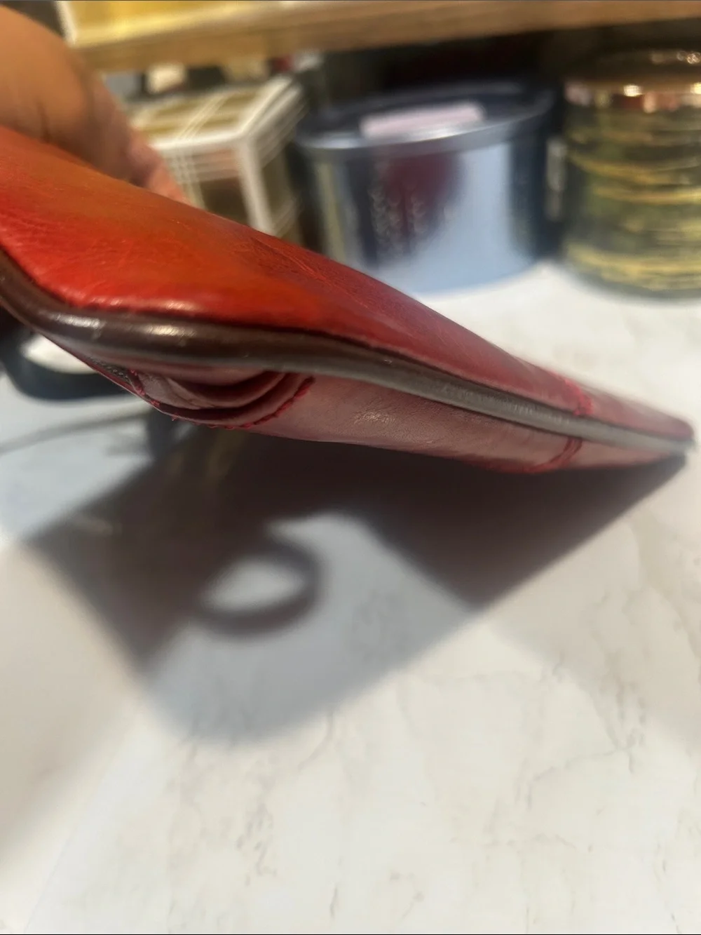 Tignanello Red and Brown Leather Crossbody Bag